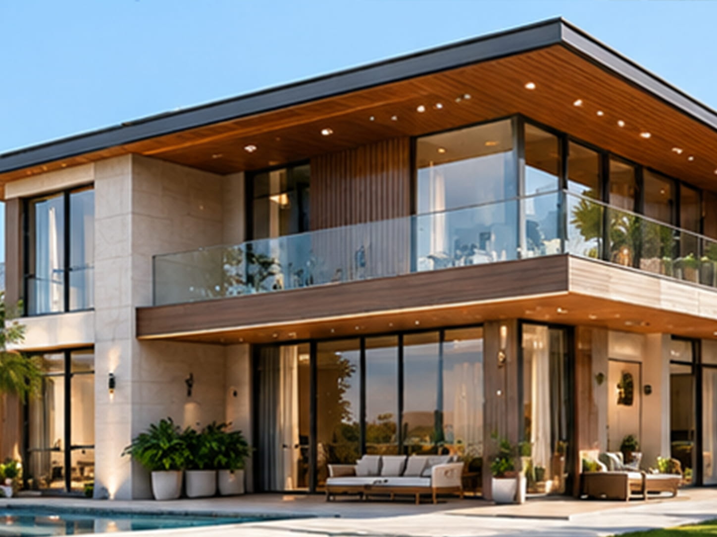 NECOWOOD ASA WPC outdoor wall panel on modern villa complete exterior facade